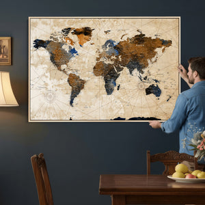 World Map Canvas Print – Framed Travel Map Wall Art for