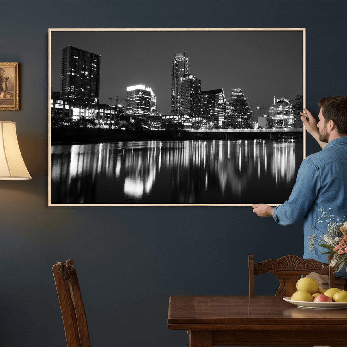 Austin Skyline Wall Art Canvas Print, Austin Downtown Night