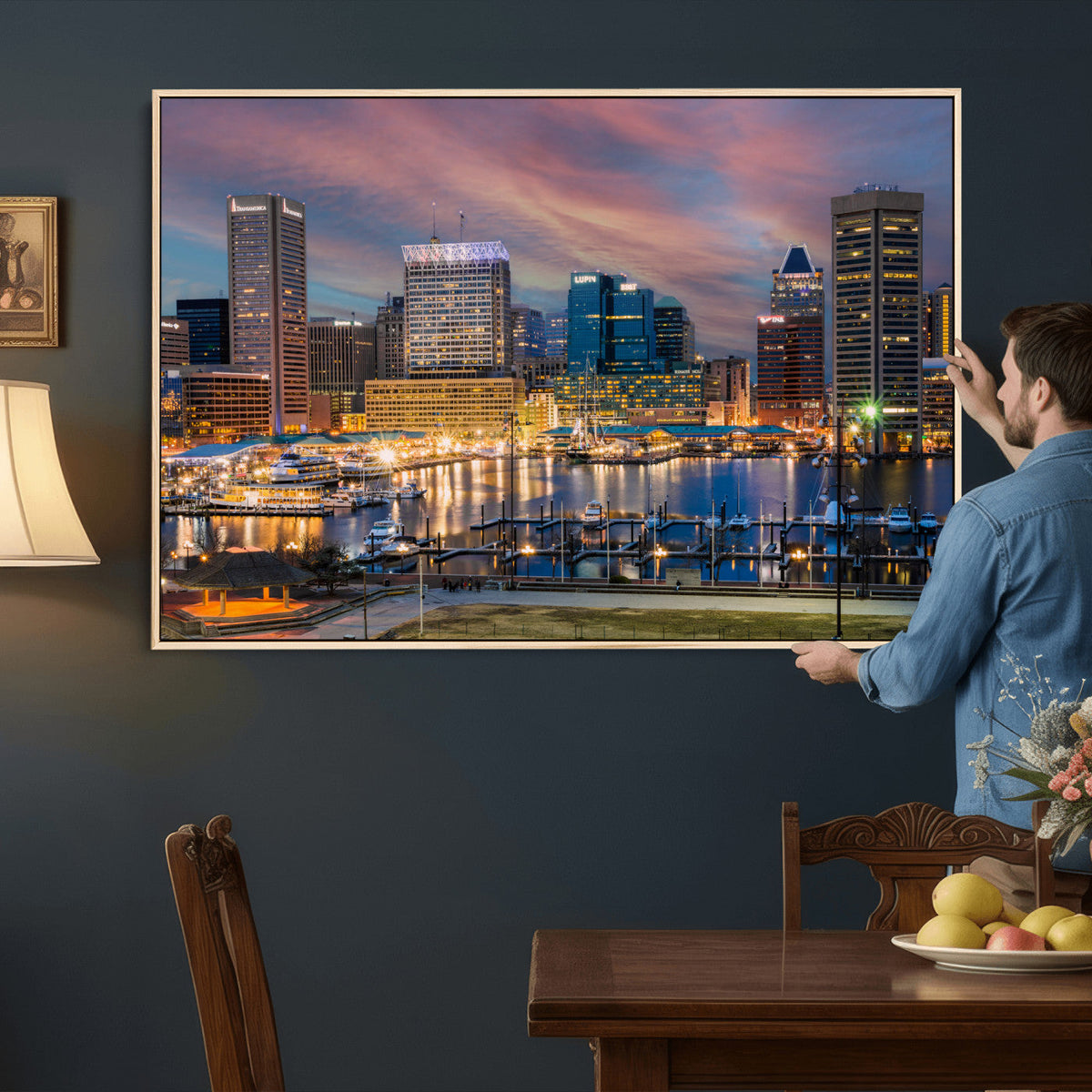 Baltimore Skyline Wall Art Canvas Print, Baltimore Downtown