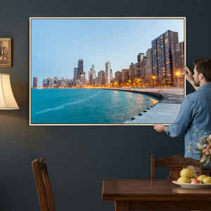 Chicago Wall Art Canvas Print, Chicago City Downtown Night