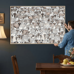 Abstract Texas Cow Wall Art Canvas Print - Farm Longhorn
