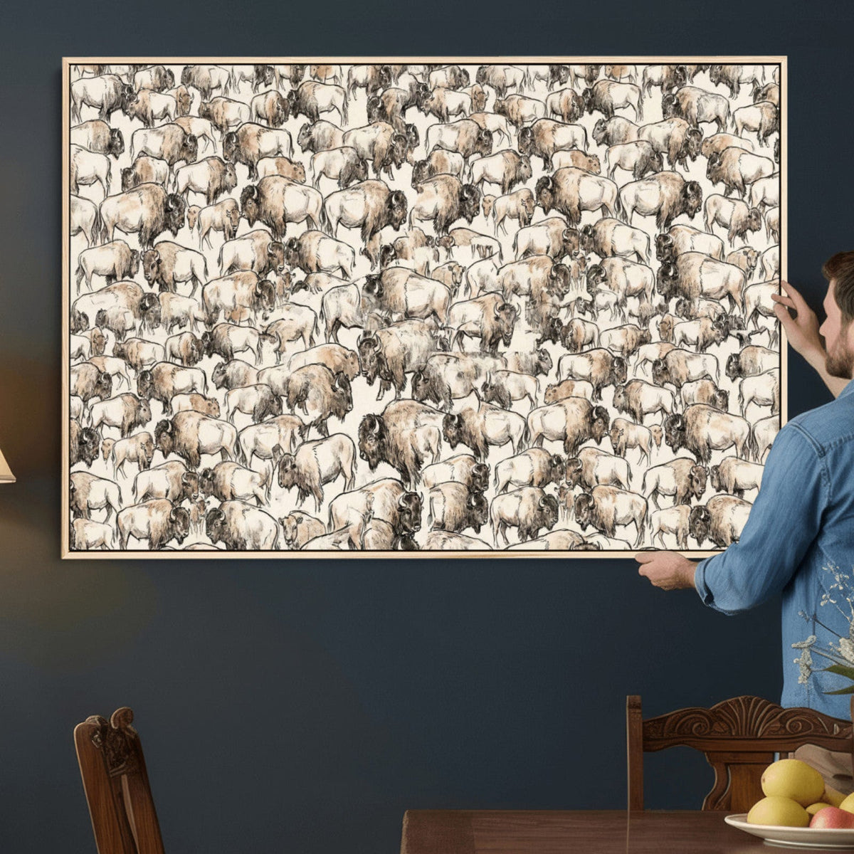 American Bison Canvas Print - Abstract Buffalo Wall Art