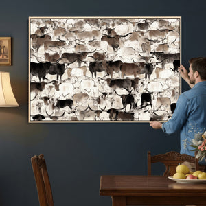 Abstract Texas Longhorn Print - Longhorn Herd Print for