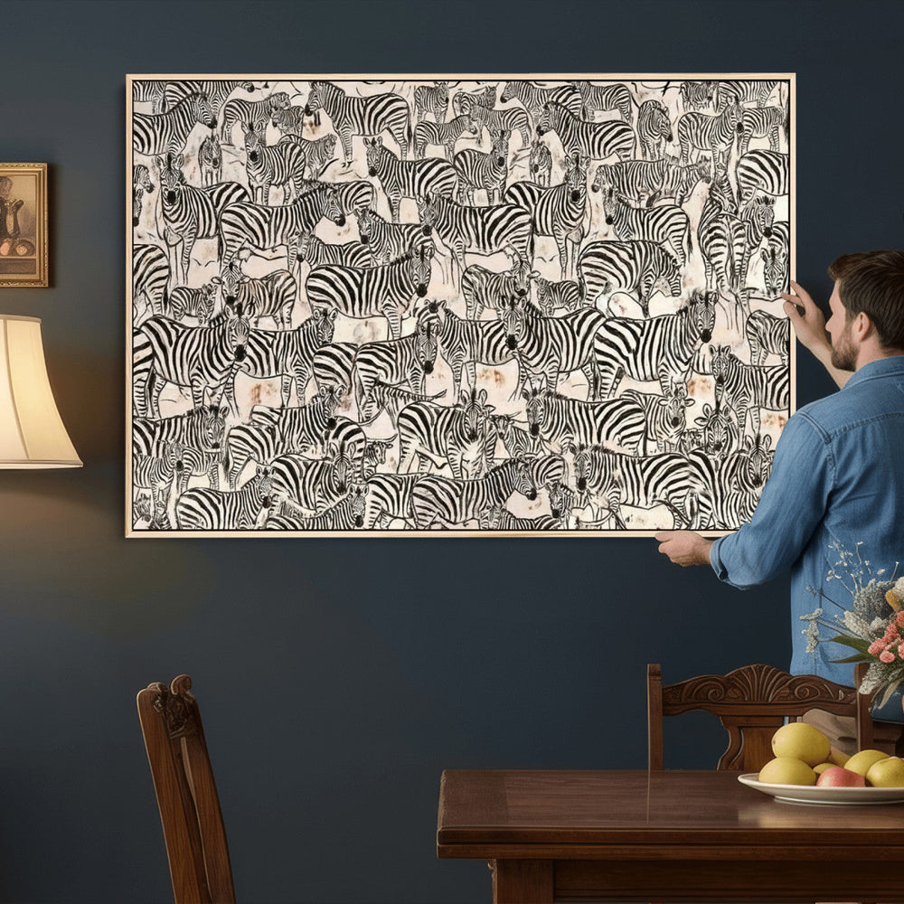 Abstract Zebra Wall Art Canvas Print for Farmhouse Decor