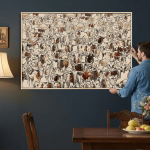 Abstract Longhorn Wall Art Canvas Print - Farm Animal
