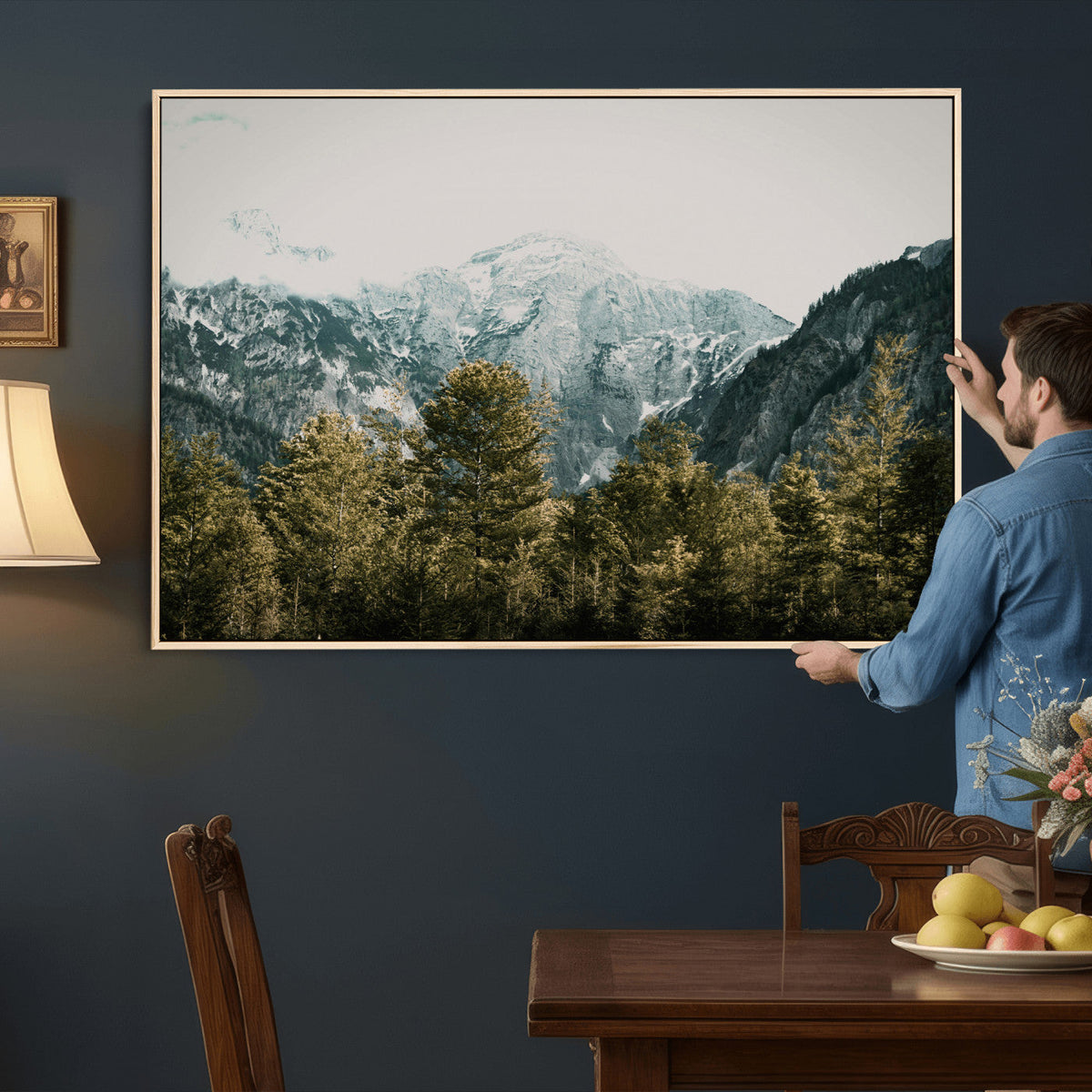 Mountain Forest Wall Art Canvas Print, Alpine Landscape