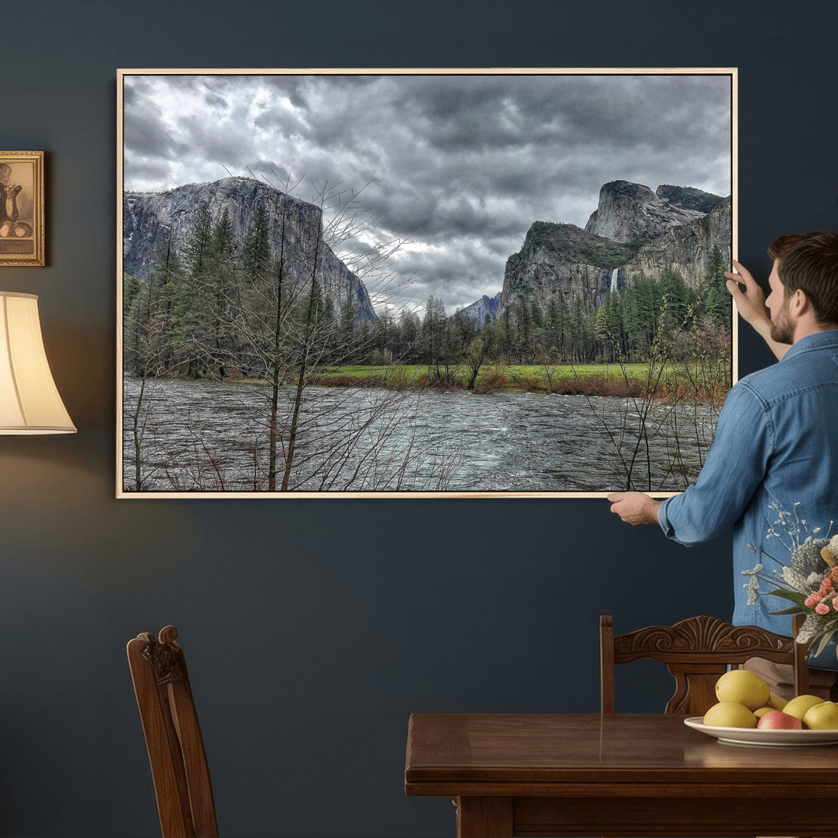 Yosemite Valley River Wall Art Canvas Print, Granite Cliffs