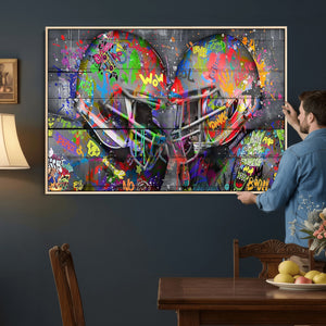 Graffiti Football Helmets Wall Art Canvas Print, Urban