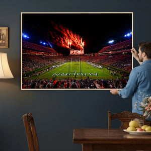 Auburn Stadium Wall Art Canvas Print, College Football Night