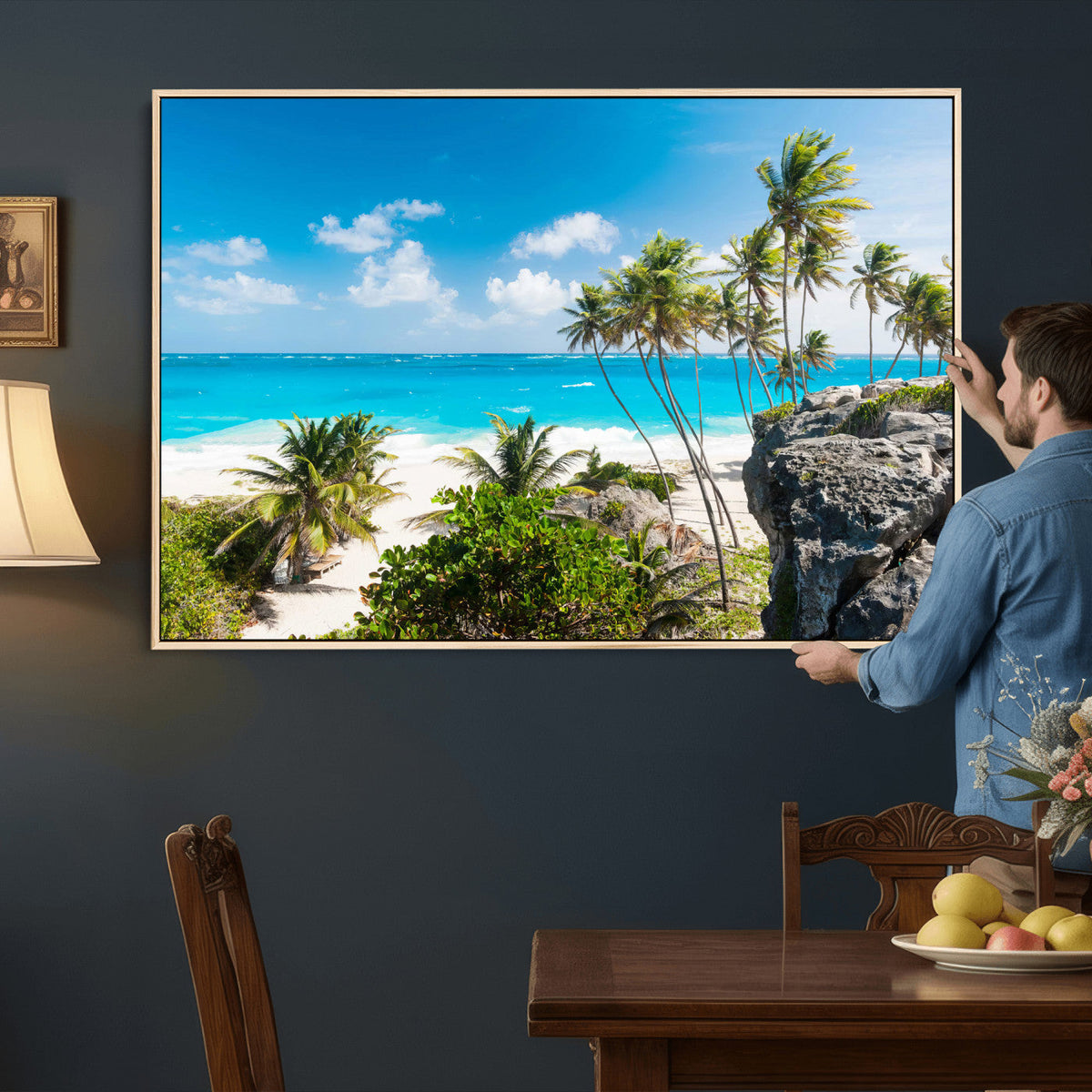 Tropical Beach Wall Art Canvas Print, Palm Tree Ocean