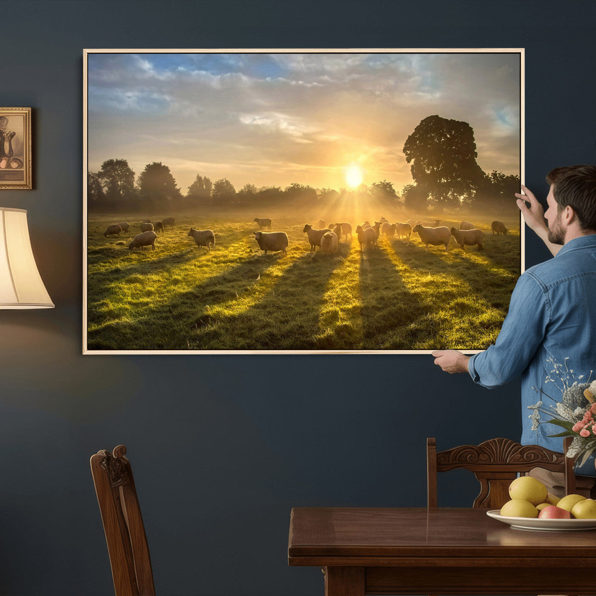 Sheep Wall Art Canvas Print – Rural Farm Animal Artwork