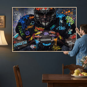 Graffiti American Football Player Street Art Wall Art Canvas