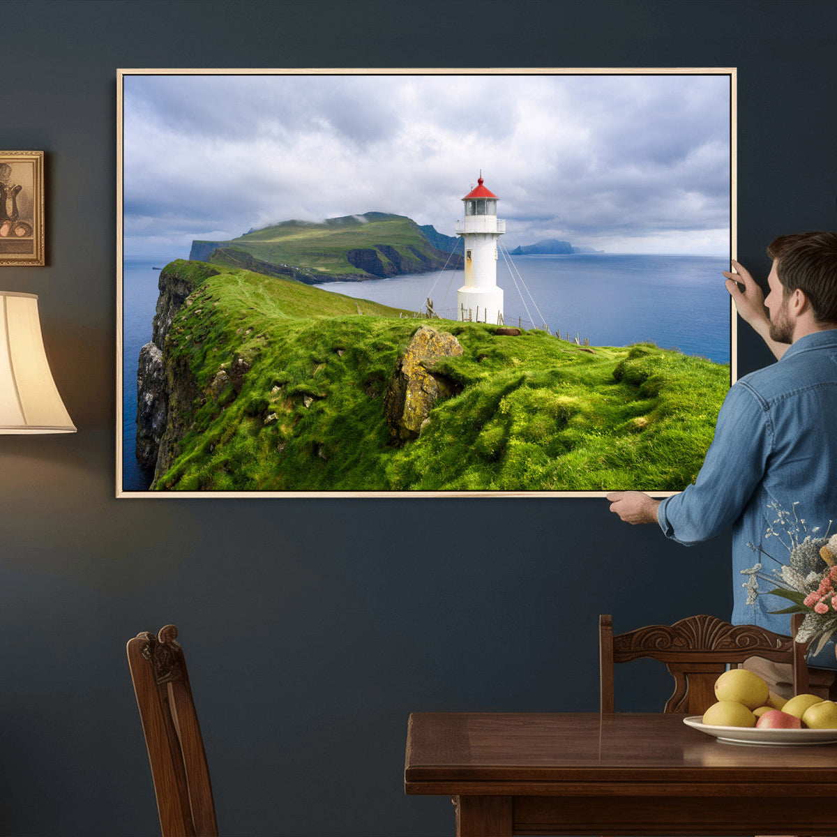 Cliffside Lighthouse Wall Art Canvas Print – Coastal