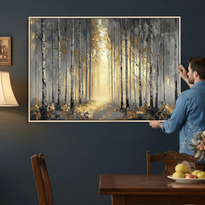 Abstract Birch Forest Wall Art Canvas Print – Modern Neutral