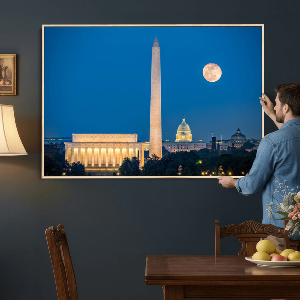 Washington DC Skyline Wall Art Canvas Print – Lincoln