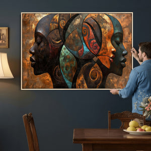 Abstract Afro American Women Wall Art Canvas Print