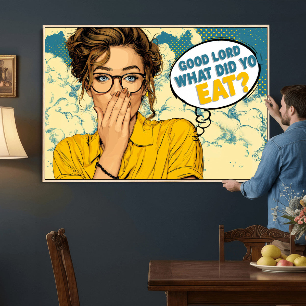 Pop Art Print Bathroom Sign Wall Art Canvas Print — Funny