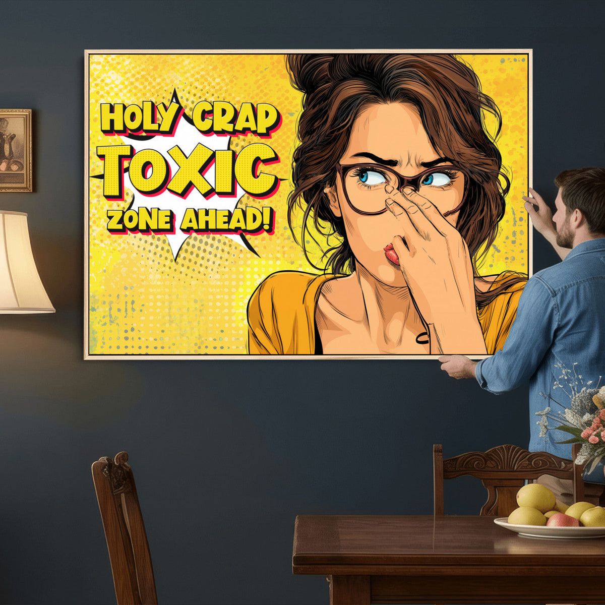 Pop Art Print Bathroom Sign Wall Art Canvas Print — Funny