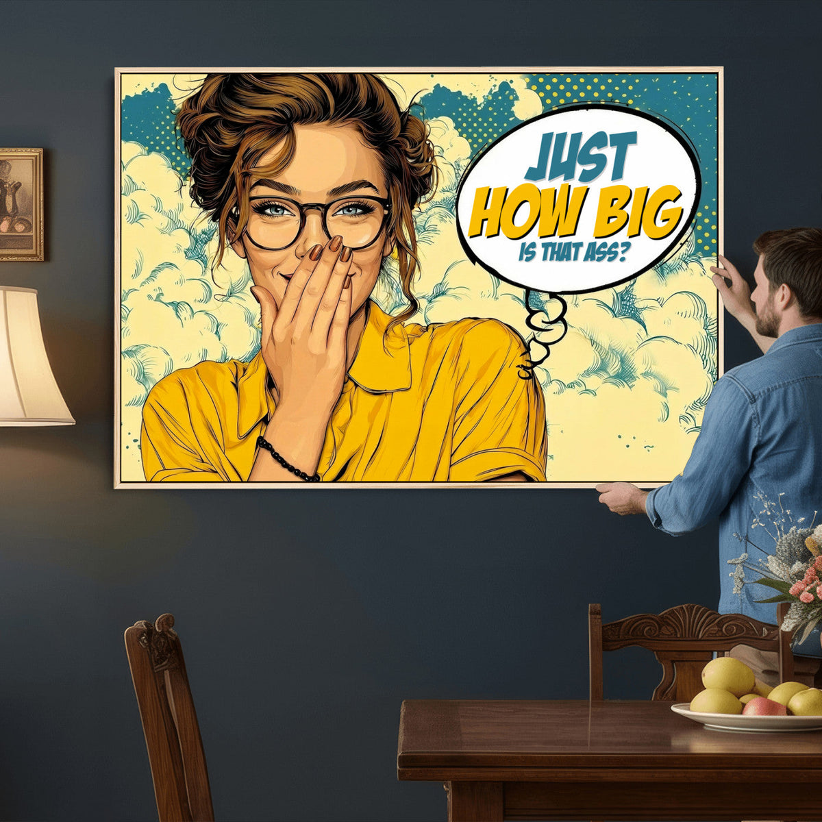 Pop Art Print Bathroom Sign Wall Art Canvas Print — Funny