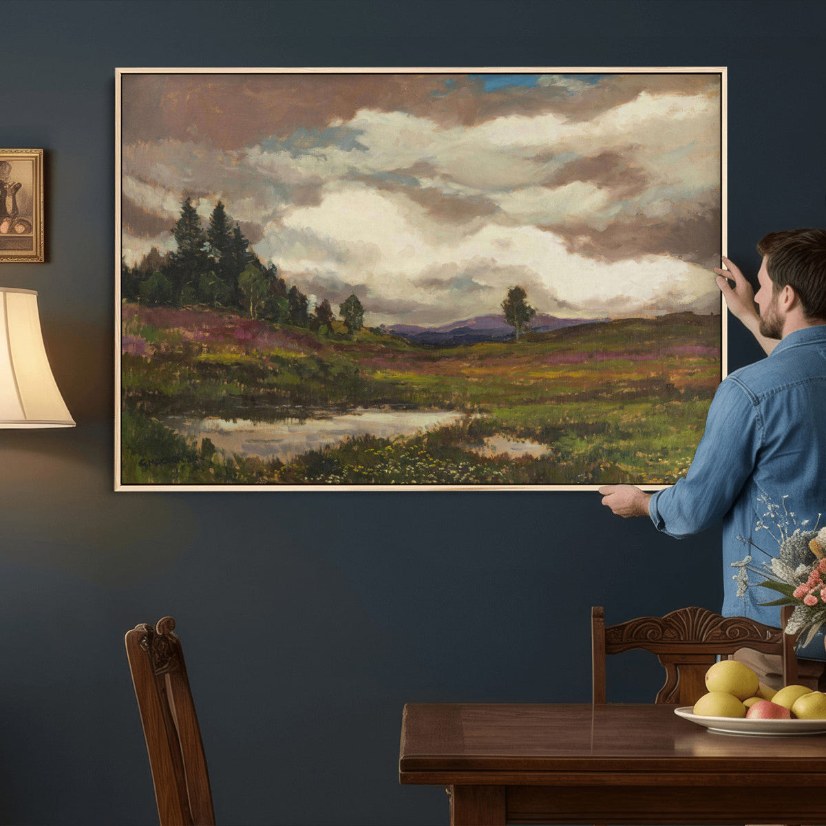 Gustav Macoun Heathland Canvas Print, Czech Landscape Oil