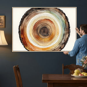 Natural Wood Slice Wall Art Canvas Print, Tree Ring Wall