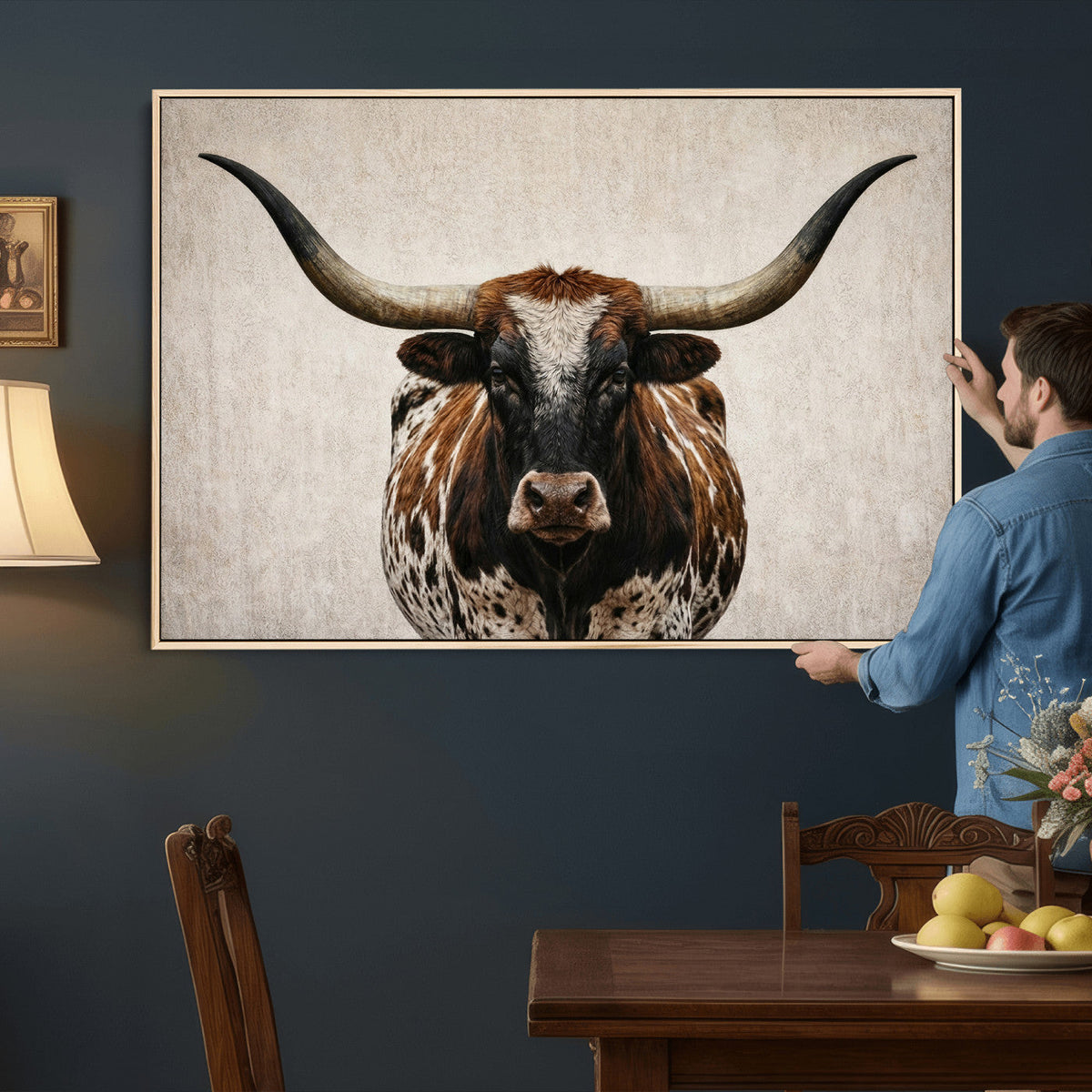 Texas Longhorn Canvas Wall Art Western Bull Desert Moody