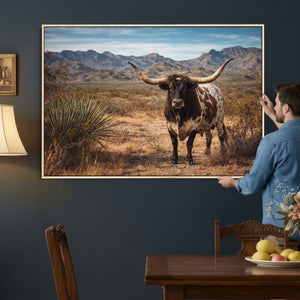 Texas Longhorn Canvas Wall Art Western Bull Desert Moody