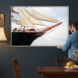 Sailboat Wall Art Canvas Print, Vintage Ship Bow Framed