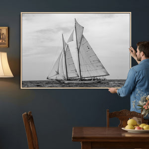 Vintage Sailboat Wall Art Canvas Print, Black and White