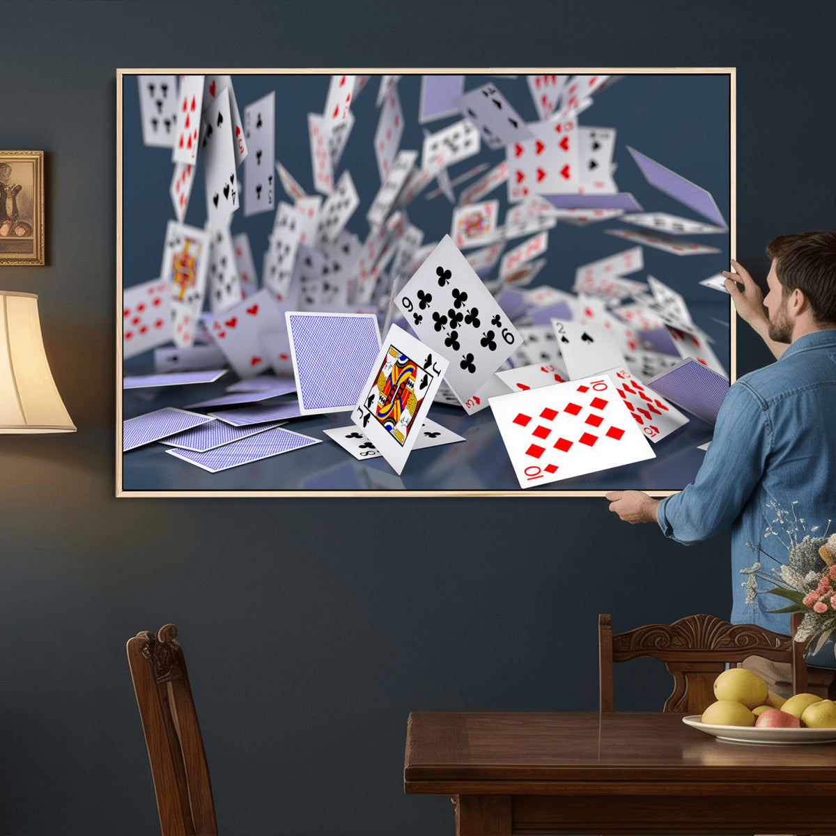 Playing Cards Canvas Wall Art | Casino Game Room Decor,