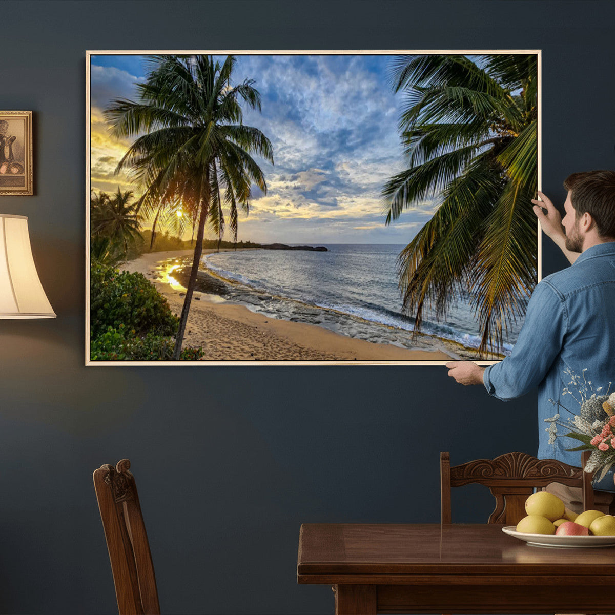 Mar Chiquita Beach Puerto Rico Canvas Wall Art, Manati Caribbean Coastal Photography Print, Tropical Ocean Sunset Decor