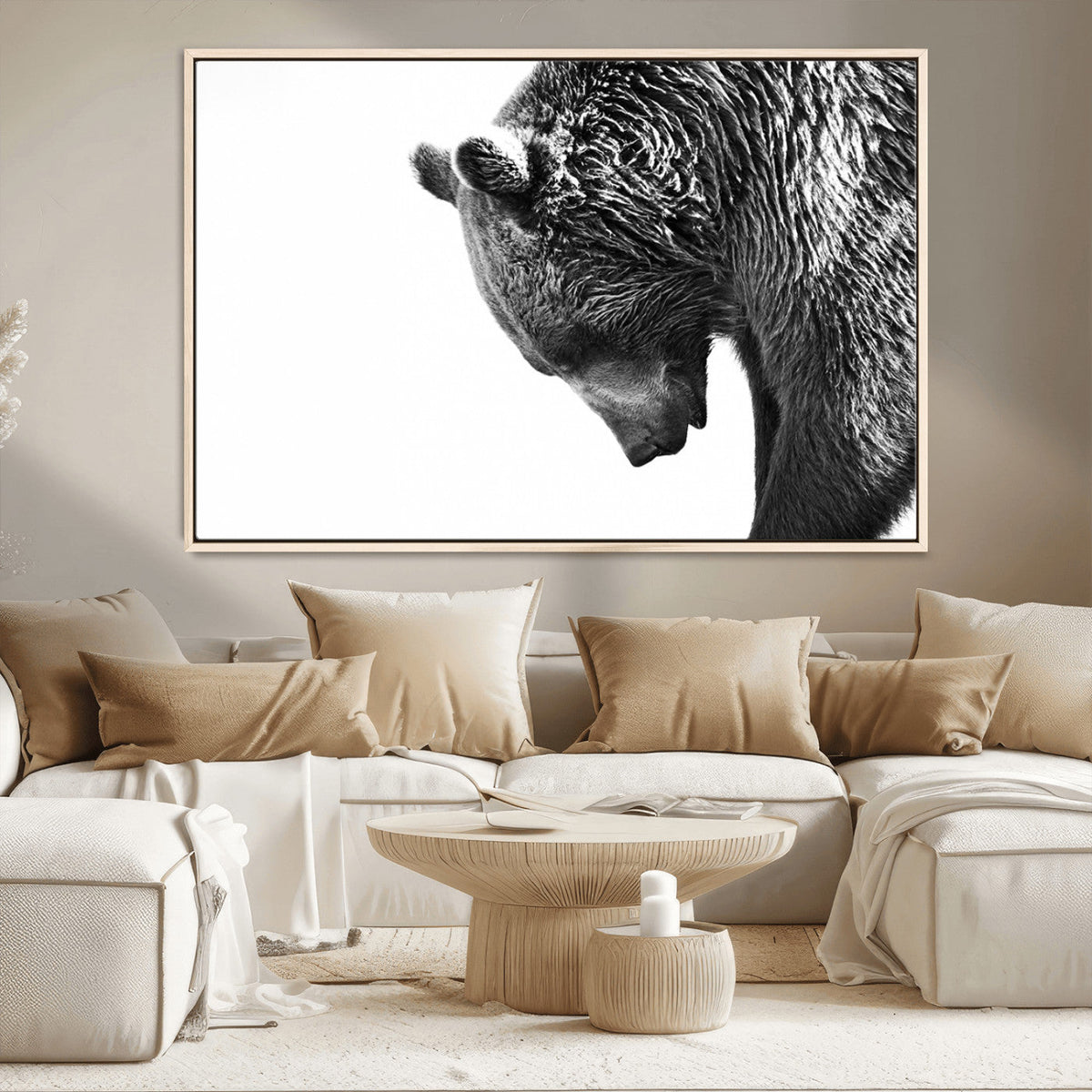 Black and White Grizzly 399 Bear Canvas Print Wall Art |