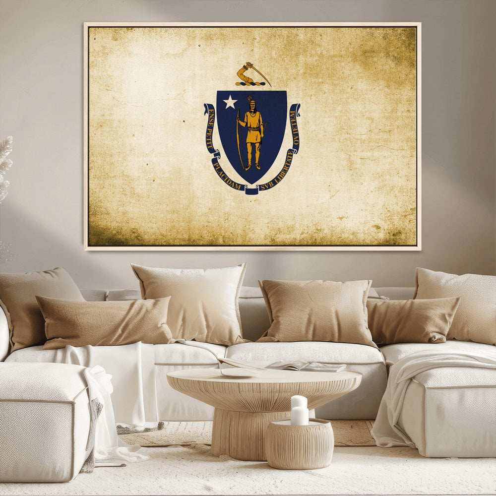 Massachusetts Flag Wall Art Canvas Print