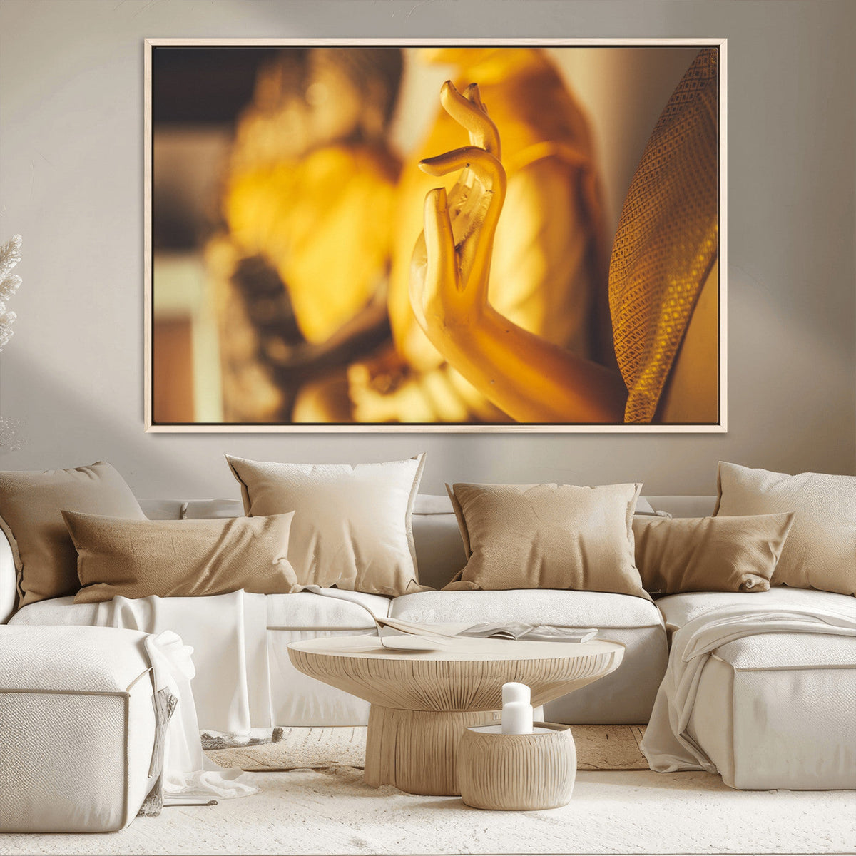 Gold Buddha Statue Hands Wall Art Canvas Print