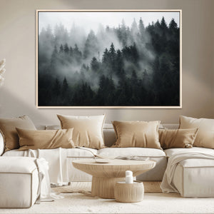 Foggy Forest Wall Art Canvas Print | 3 Panel Large Misty