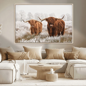 Longhorn Cattle Wall Art Canvas Print, Framed Farmhouse