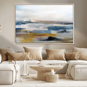Abstract Landscape Wall Art Canvas | 3 Panel Modern Blue,