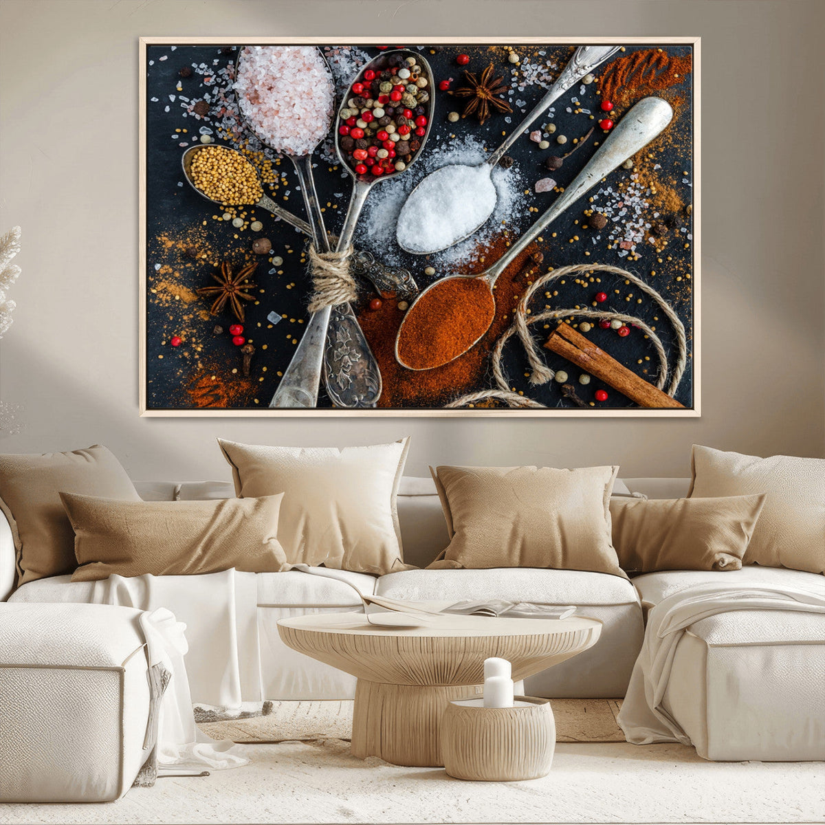 Spices and Seasonings Canvas Wall Art – Colorful Triptych