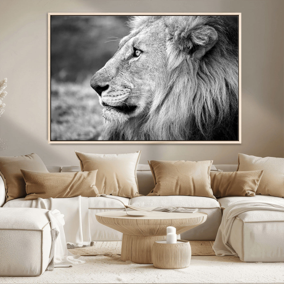 Lion Wall Art Canvas Print – Framed Majestic Wildlife