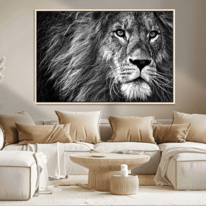 Black and White Lion Canvas Wall Art Print – Wildlife