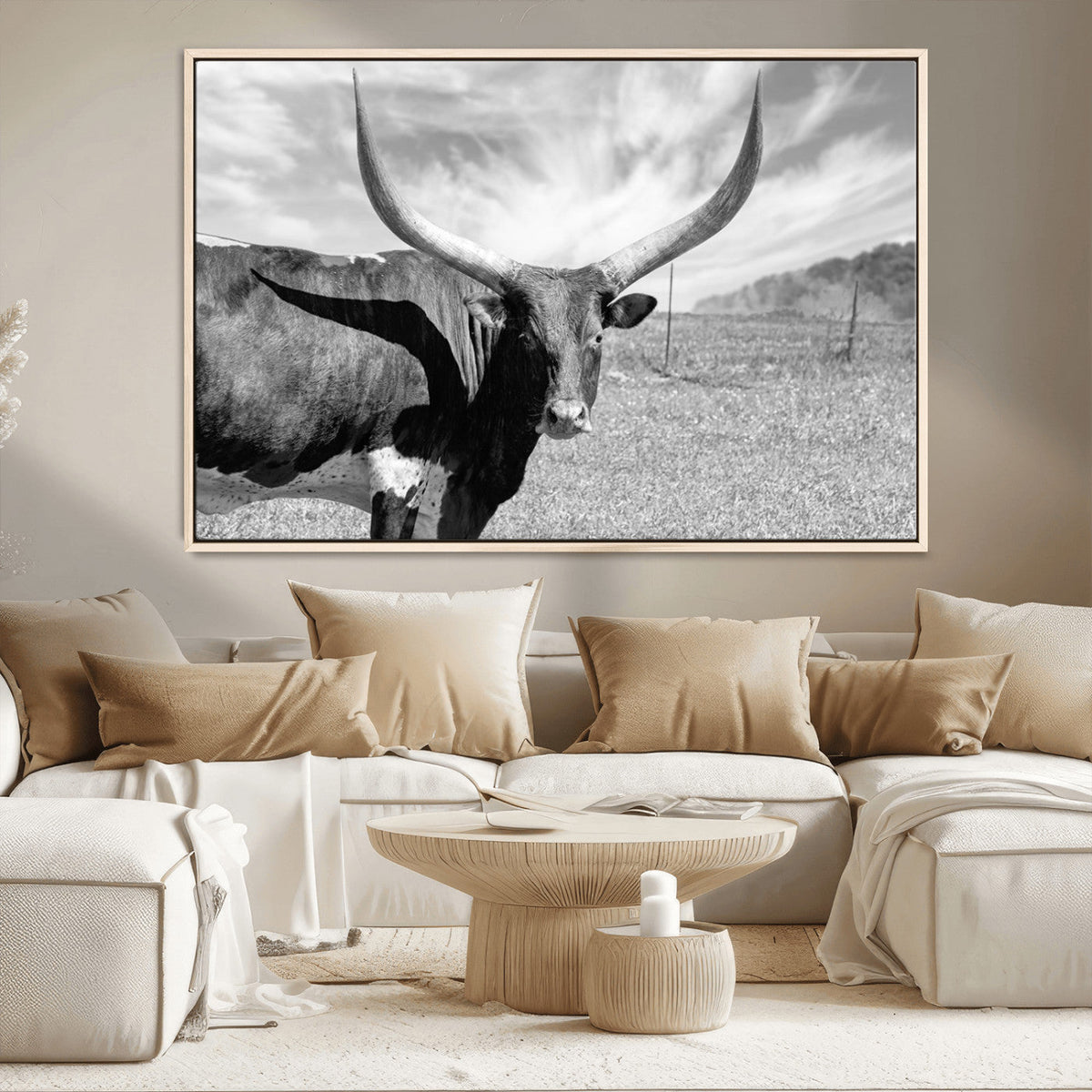 Cattle Wall Art Longhorn Cow Canvas Print