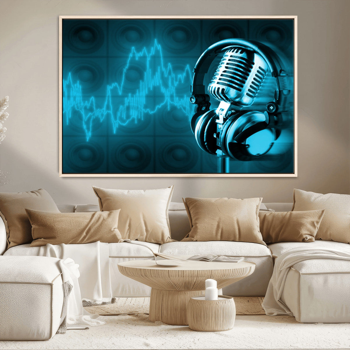 Music and Microphone Wall Art Canvas Print
