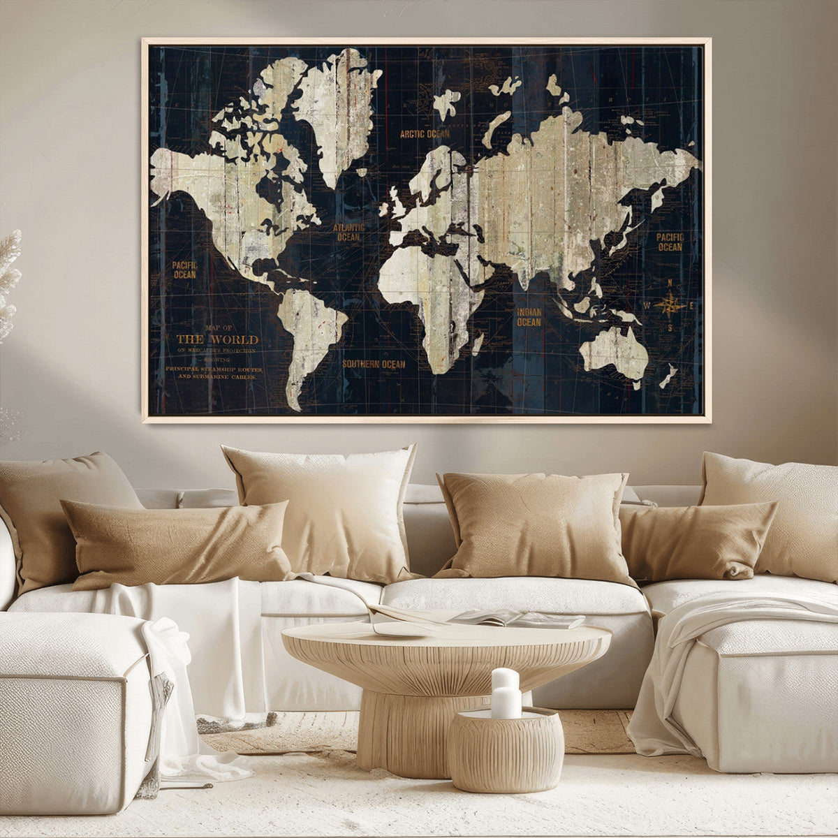 World Map Canvas Print – Detailed Map of the World Wall Art