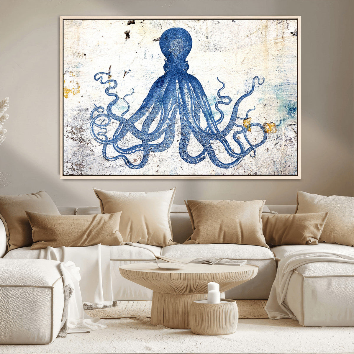 Octopus Canvas Wall Art | Coastal Marine Life Artwork for