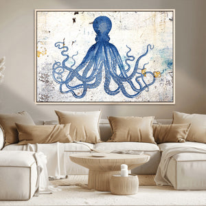 Octopus Canvas Wall Art | Coastal Marine Life Artwork for
