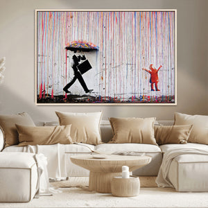 Banksy Wall Art Canvas Print, Framed Graffiti Art Picture