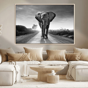 Black and White Elephant Wall Art Canvas Print