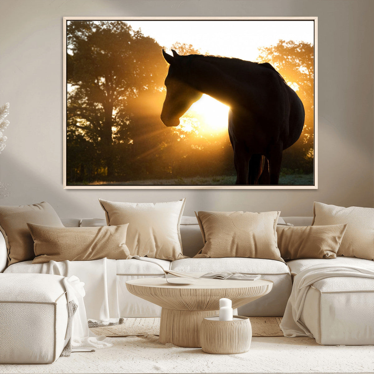 Horse at Sunset Wall Art Animal Canvas Print