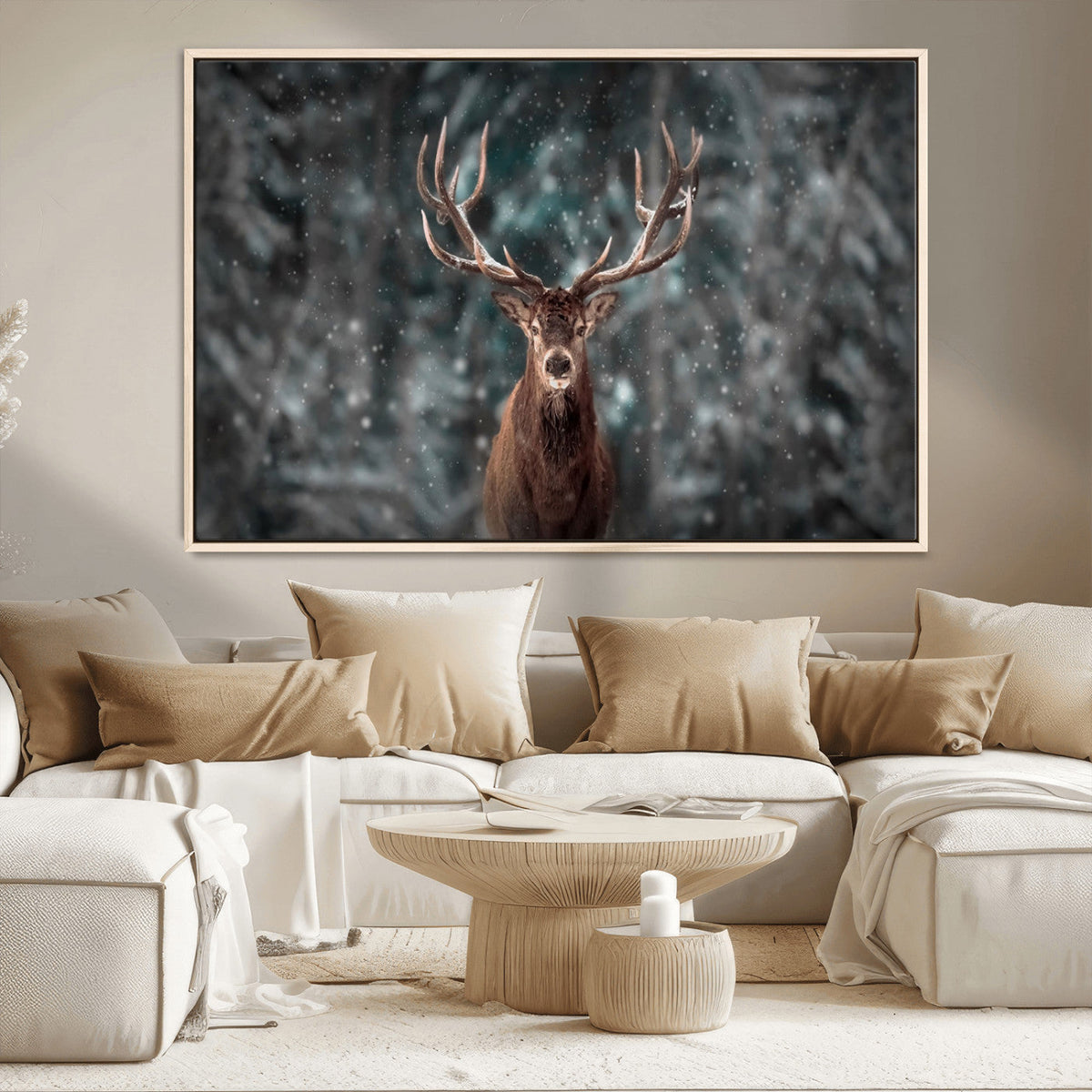 Wall Art Deer Art Animal Canvas, Framed Wall Art Deer Canvas