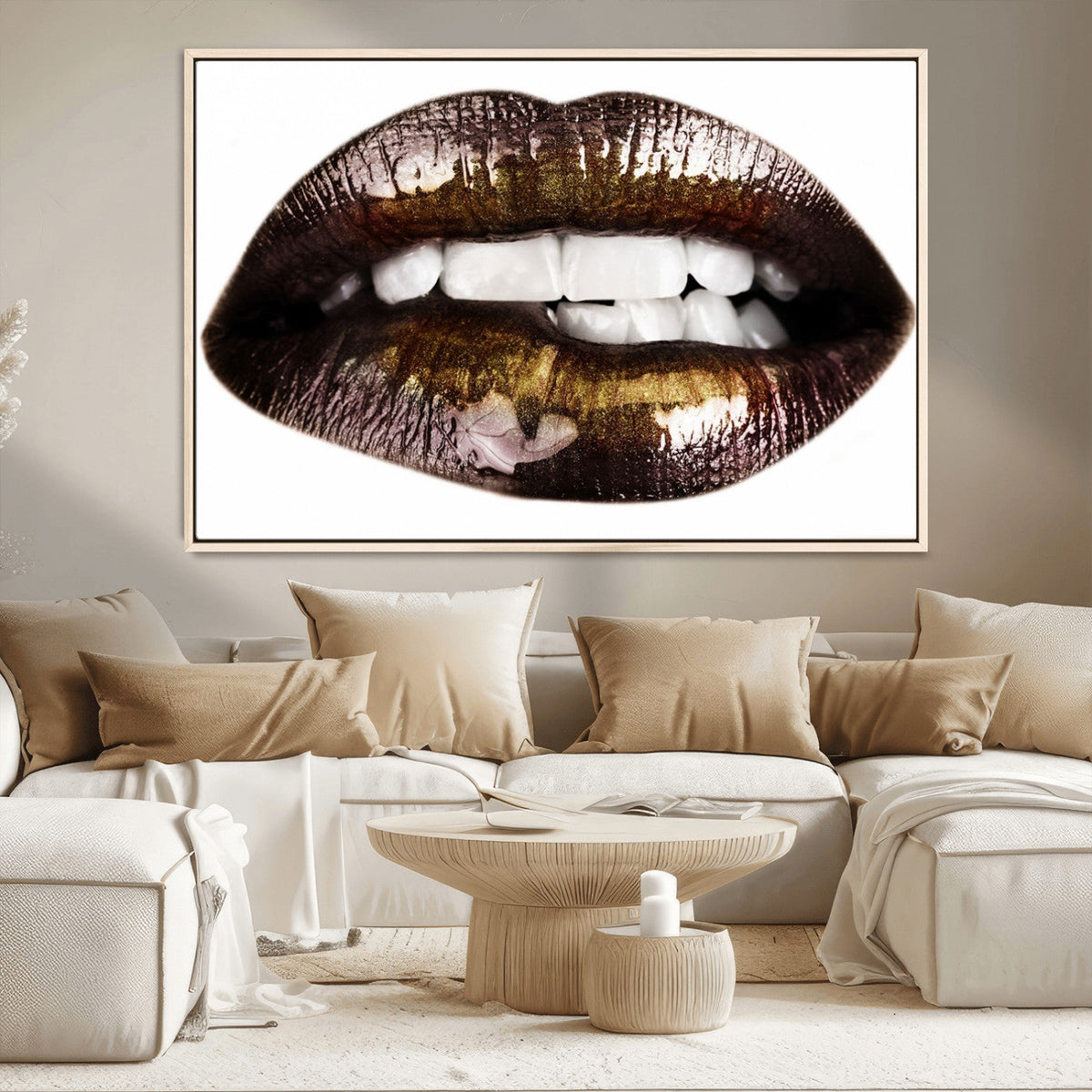 Close Up Lips Wall Art Canvas Print